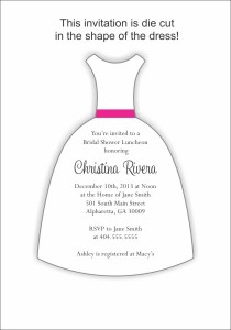 wedding dress diecut bridal shower invitation