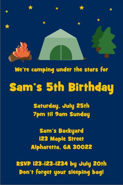 camping birthday party invitation