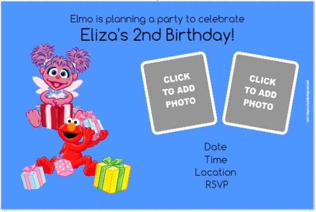 Elmo or Abby Cadabby Photo Invitation - ALL COLORS