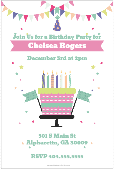 Celebration Cake Personalized Party Invitation template