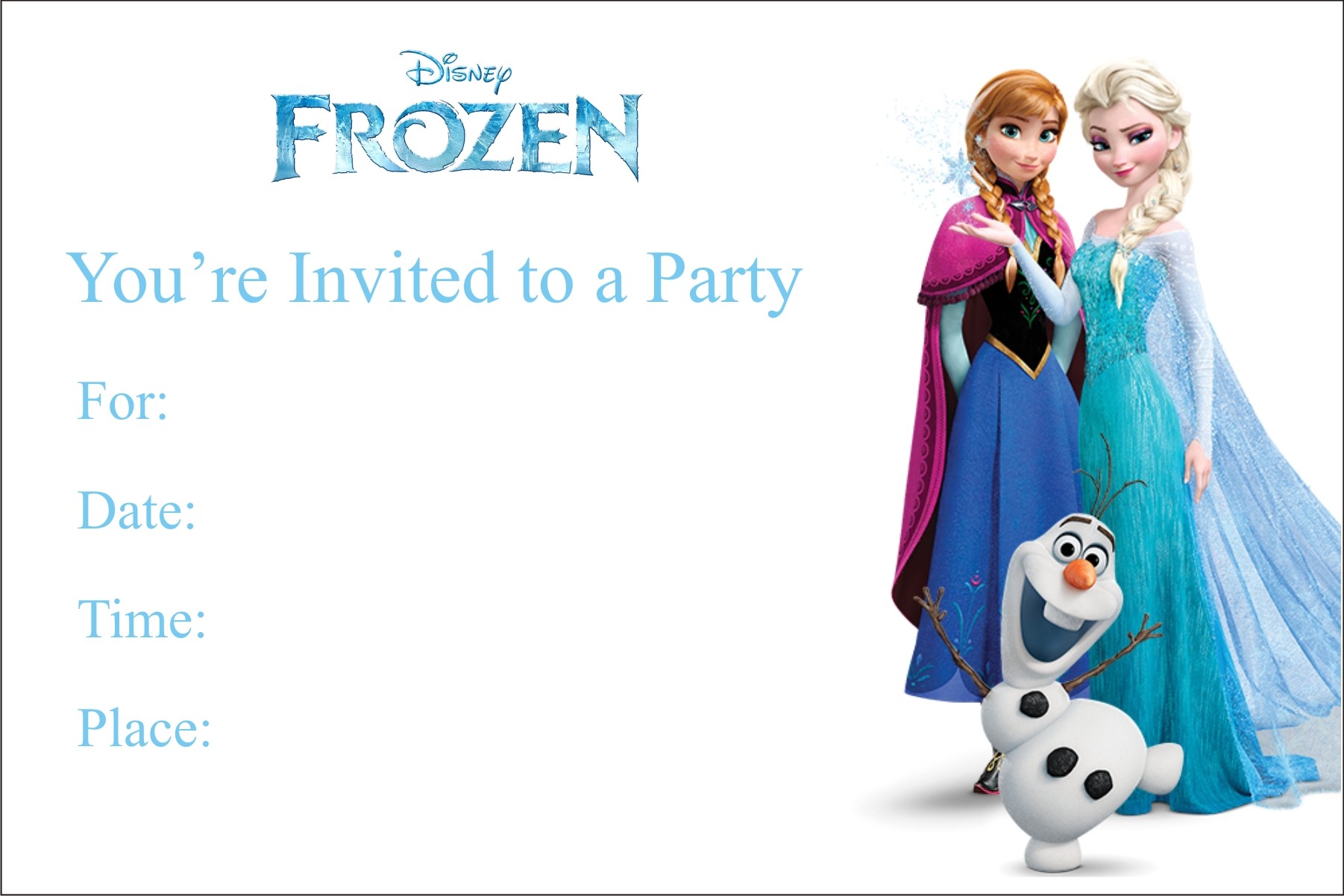 DISNEY FROZEN DIGITAL PRINTABLE BIRTHDAY PARTY INVITATION