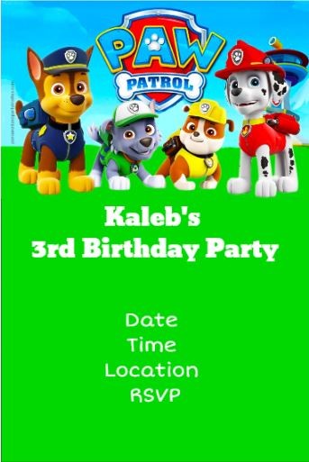 Paw Patrol Birthday Party Invitation