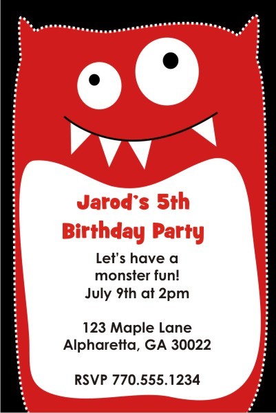 Little Monsters Invitation - Kooky Red