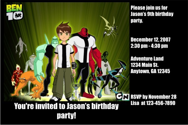 Ben 10 Invitations