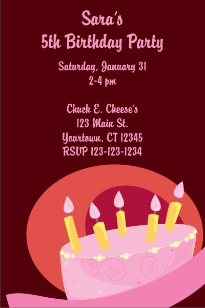 Pink Birthday Cake Invitation