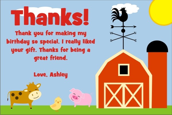 Barnyard Farm Animals Thank You Card Personalized Party Invites
