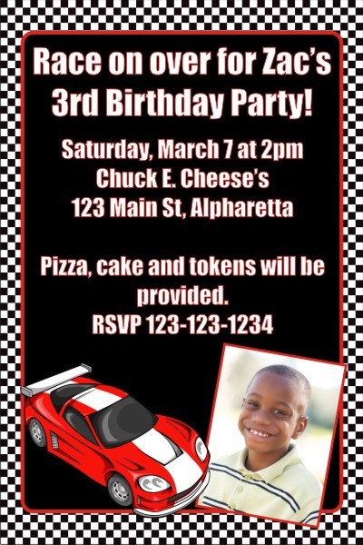 Race Car Photo Invitation