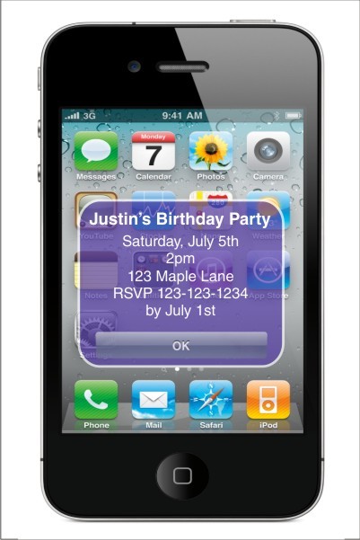 iPhone Alert Birthday Party Invitation