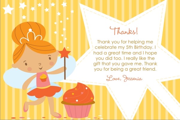 Cupcake Fairy Princess Thank You Card - Yellow