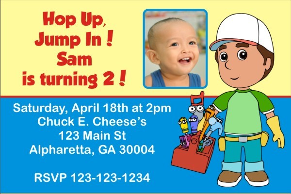 Handy Manny Photo Invitation