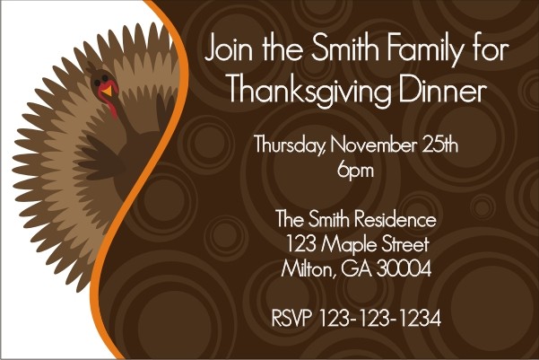 Gobble Gobble Turkey Thanksgiving Dinner Invitation