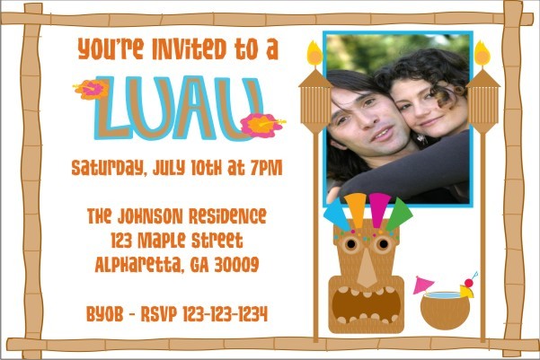 Luau Party Invitations 3 with Optional Photo