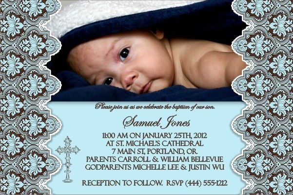 Communion / Baptism Photo Invitation 3 - Blue