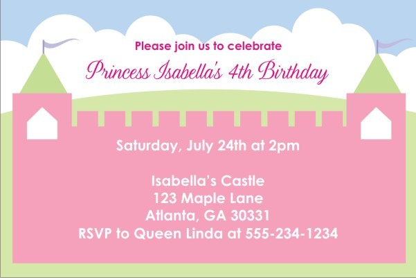 Princess Fairy Castle Invitations 2