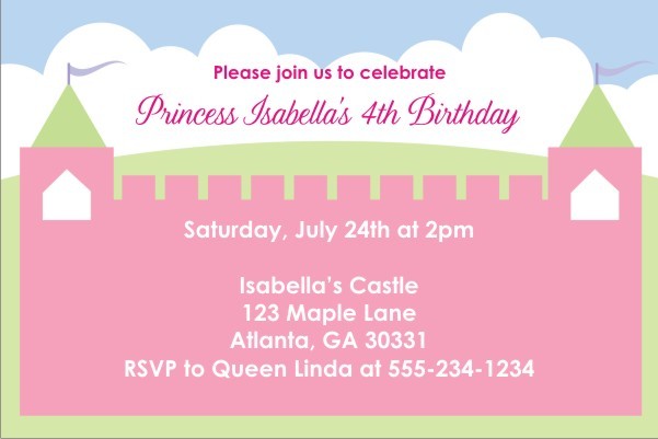 Princess Fairy Castle Invitations 2