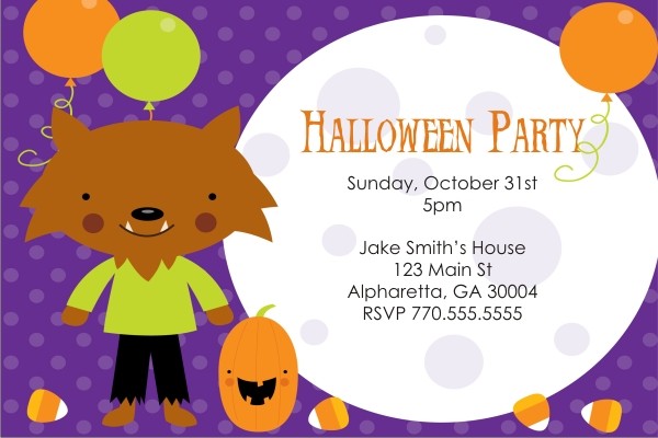 Kid Werewolf Halloween Party Invitation