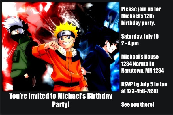 Naruto Invitations