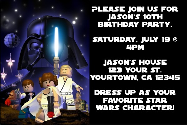 Star Wars - Lego Star Wars Invitations 2