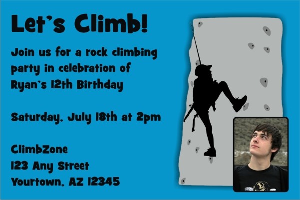 Rock Climbing Photo Invitation - ALL COLORS