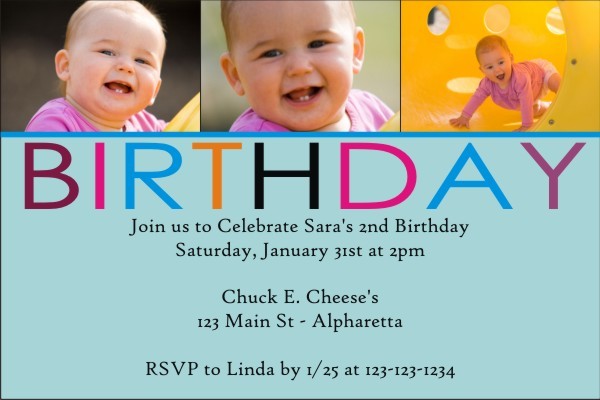 Birthday Photo Invitation (Blue)