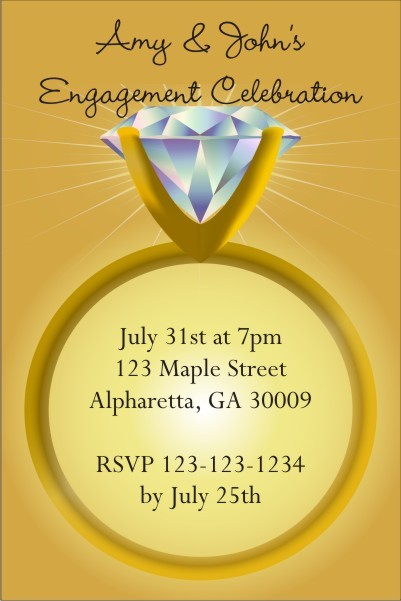 Diamond Ring Engagement Party or Bridal Shower Invitation