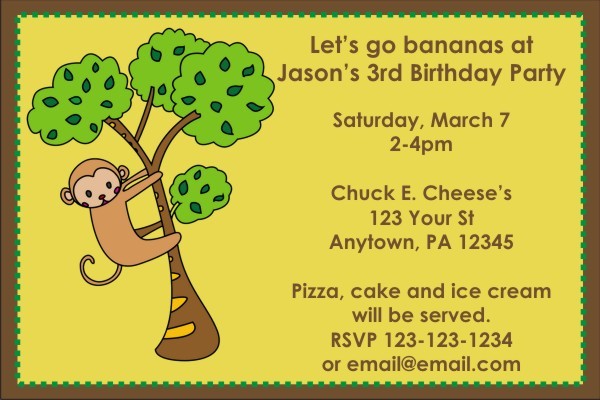 Monkey in a Tree Invitation