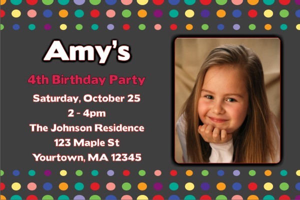 Colorful Dots Photo Invitation