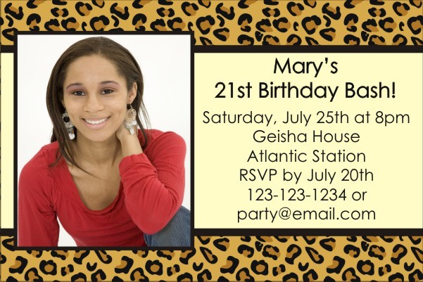 Leopard Animal Print Photo Invitation (ALL COLORS)