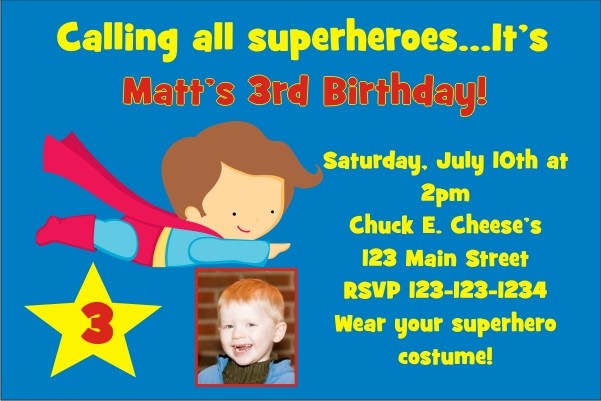 Superhero -like Superman- Birthday Invitation