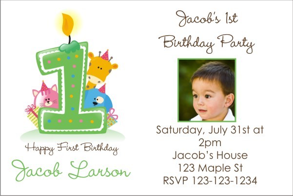 Party Animals 1st (First) Birthday Photo Invitation