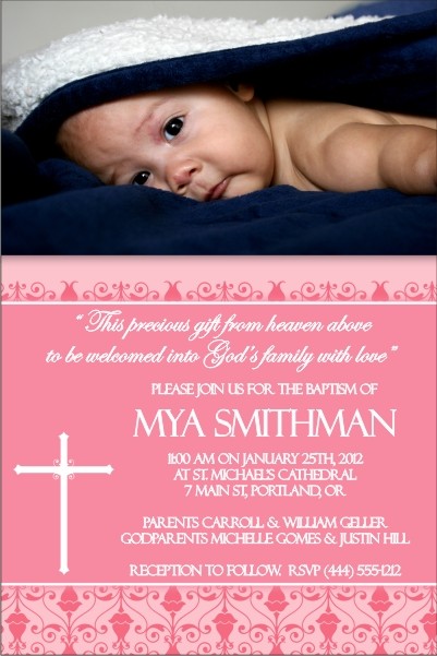 Communion / Baptism Photo Invitation 2 - Pink