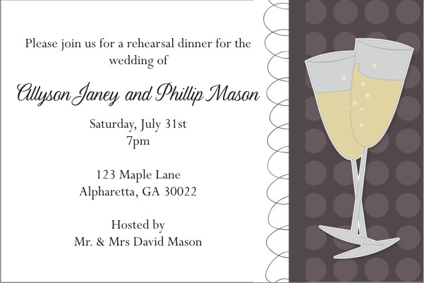 Rehearsal Dinner Party Invitation - Wine Glasses