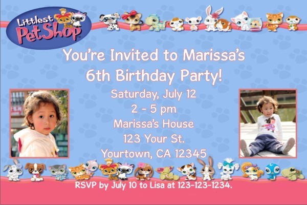 Littlest Pet Shop Photo Invitations