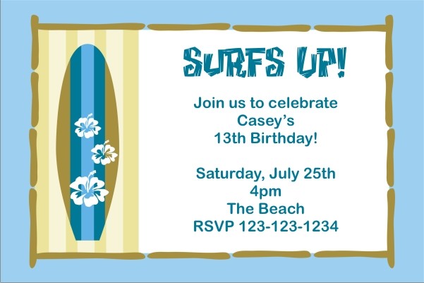 Surf Board Invitation