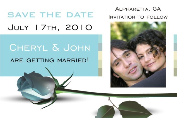 Blue Rose Save the Date Photo Invitation