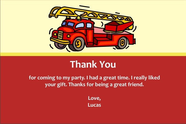 Fire Truck Thank You Cards