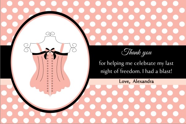 Lingerie Bridal Shower Bachelorette Party Thank You Card 4