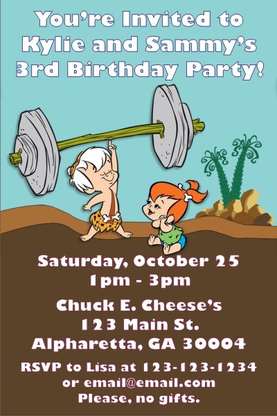 Flintstones - Pebbles and Bamm - Bamm Invitations