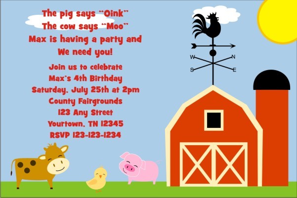 Barnyard Farm Animals Invitation