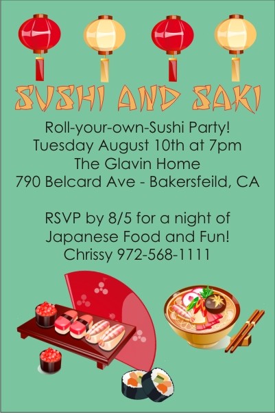 Sushi Japanese Party Invitation