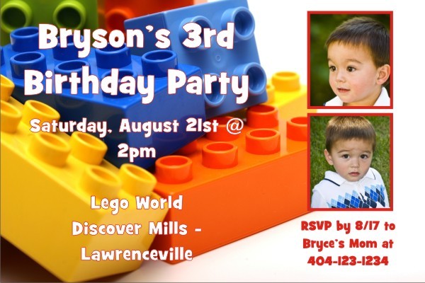 LEGO Building Blocks Photo Invitation