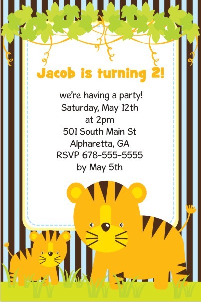 Jungle Fun Invitation  - Tiger and Cub