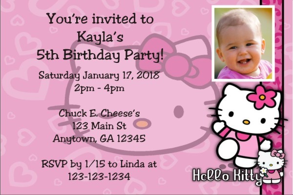 Customized Kitty Birthday Party Invitation Kitty and Friend 