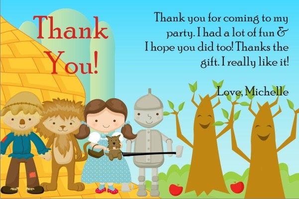 Wizard of Oz Thank You Cards