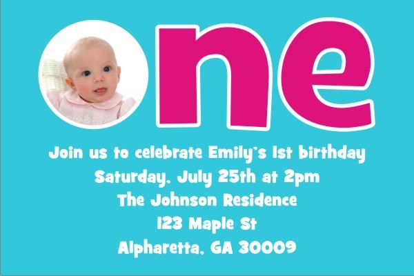 1st (First) Birthday Photo Invitation  - ALL COLORS