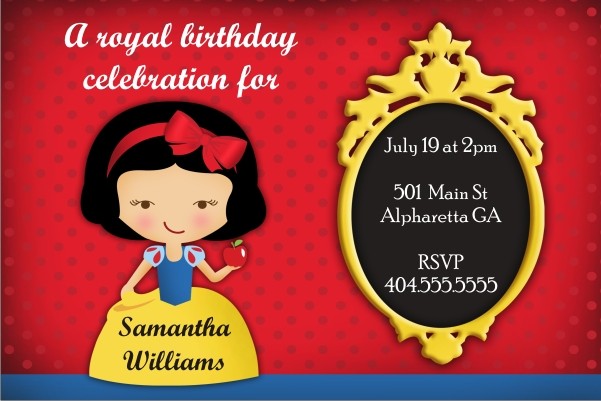 Snow White Personalized Birthday Party Invitation