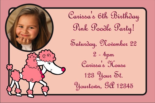 Pink Poodle Photo Invitation