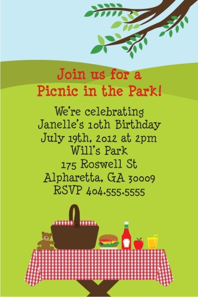 Picnic Invitation - Table in the Park