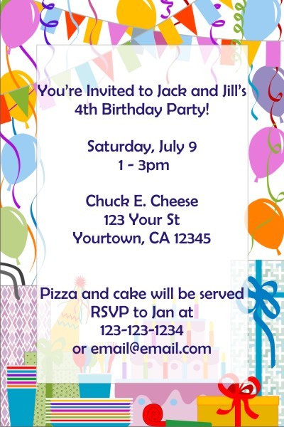 Birthday Party Invitations (Balloon Border)