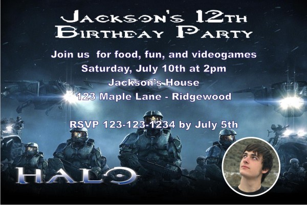 Halo Birthday Invitation Personalized Party Invites